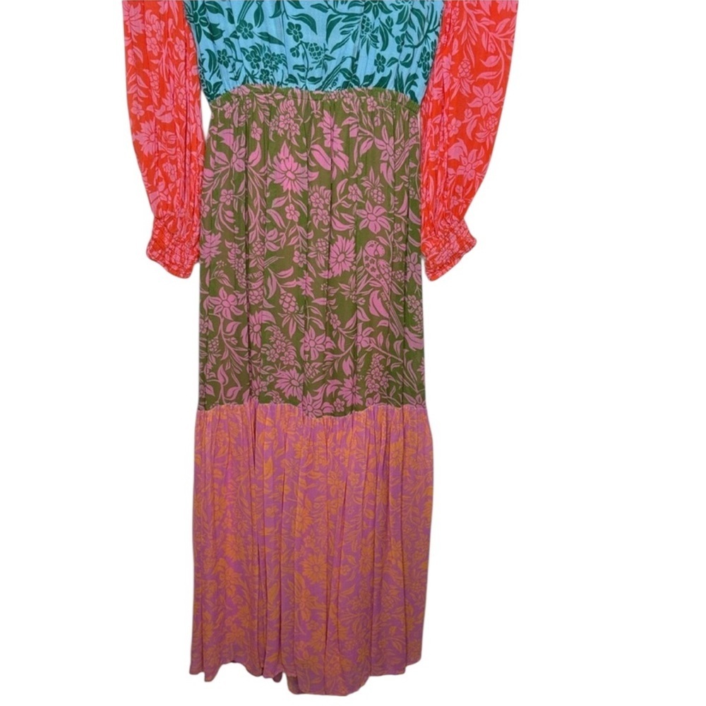 Farm Rio Cut Out Flowy Maxi Long Sleeve Maxi Dress Women Size M BLEMISH - Picture 7 of 7